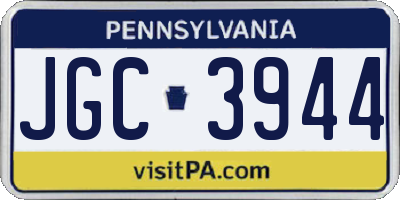 PA license plate JGC3944