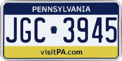 PA license plate JGC3945