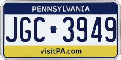 PA license plate JGC3949