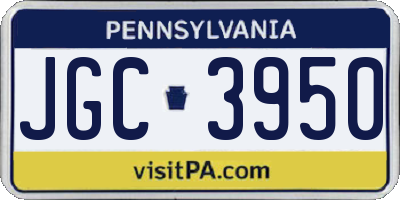 PA license plate JGC3950