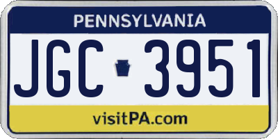 PA license plate JGC3951