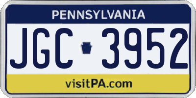 PA license plate JGC3952