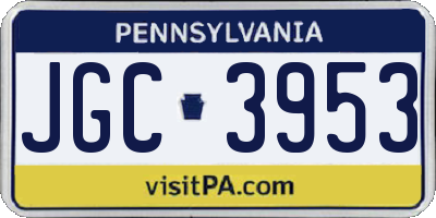 PA license plate JGC3953