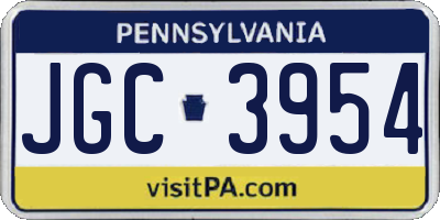 PA license plate JGC3954