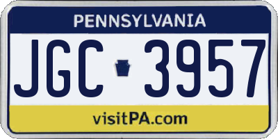 PA license plate JGC3957