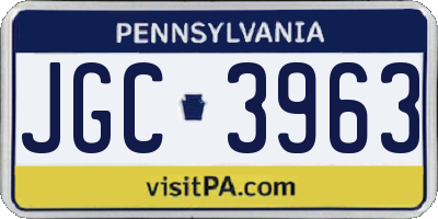 PA license plate JGC3963
