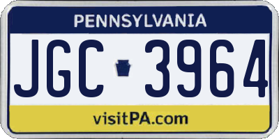 PA license plate JGC3964