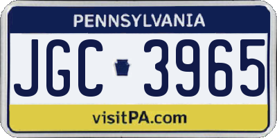 PA license plate JGC3965