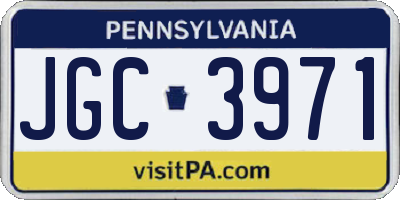 PA license plate JGC3971