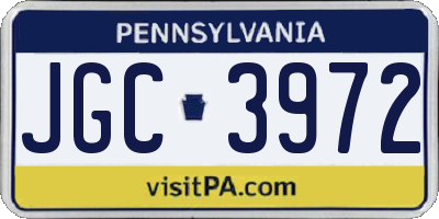 PA license plate JGC3972