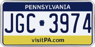 PA license plate JGC3974