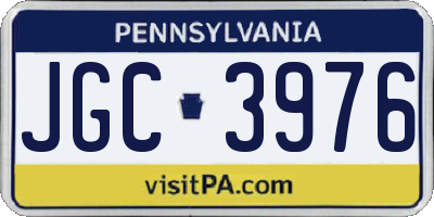 PA license plate JGC3976