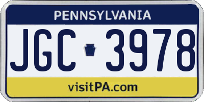 PA license plate JGC3978