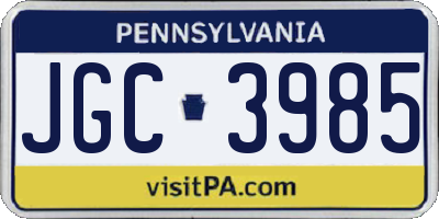PA license plate JGC3985