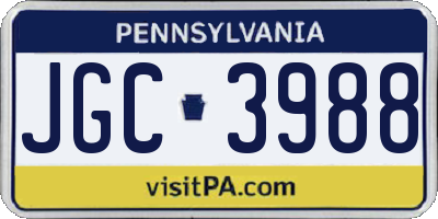 PA license plate JGC3988