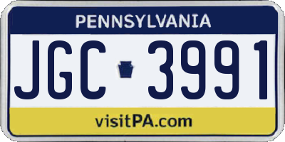 PA license plate JGC3991