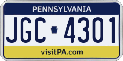 PA license plate JGC4301