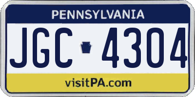 PA license plate JGC4304