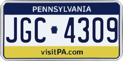 PA license plate JGC4309