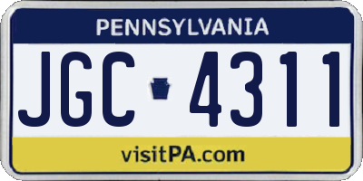 PA license plate JGC4311