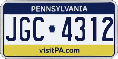 PA license plate JGC4312