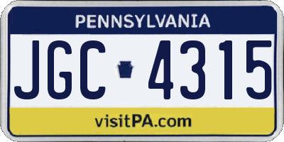PA license plate JGC4315