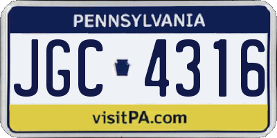 PA license plate JGC4316