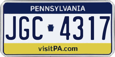 PA license plate JGC4317
