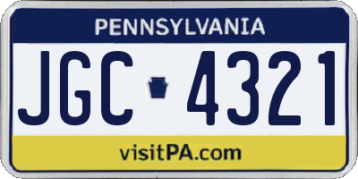 PA license plate JGC4321