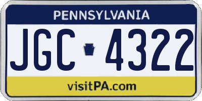 PA license plate JGC4322
