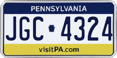 PA license plate JGC4324
