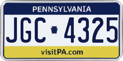 PA license plate JGC4325