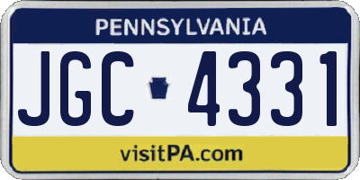 PA license plate JGC4331