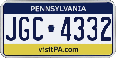 PA license plate JGC4332