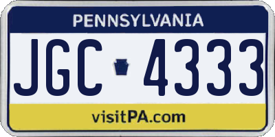 PA license plate JGC4333