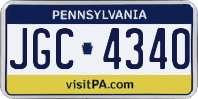 PA license plate JGC4340