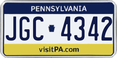 PA license plate JGC4342