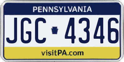 PA license plate JGC4346