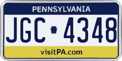 PA license plate JGC4348
