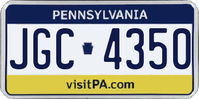 PA license plate JGC4350