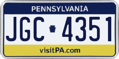 PA license plate JGC4351