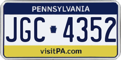PA license plate JGC4352