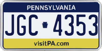 PA license plate JGC4353