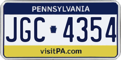 PA license plate JGC4354