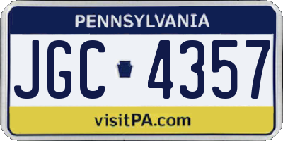 PA license plate JGC4357