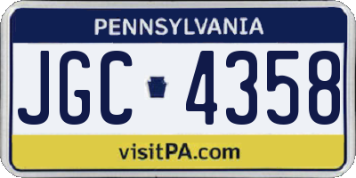 PA license plate JGC4358