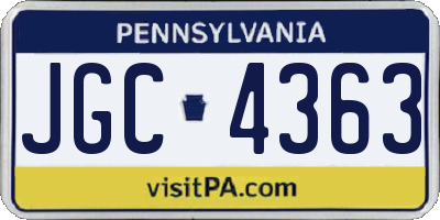 PA license plate JGC4363