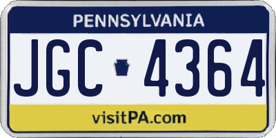 PA license plate JGC4364