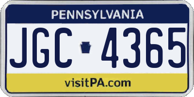 PA license plate JGC4365