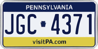 PA license plate JGC4371